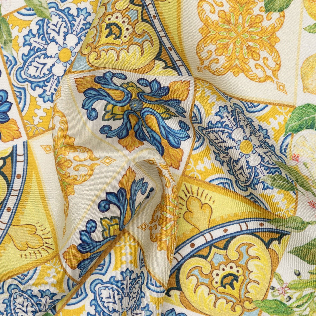 Italian Yellow and Blue Silk Pocket Square