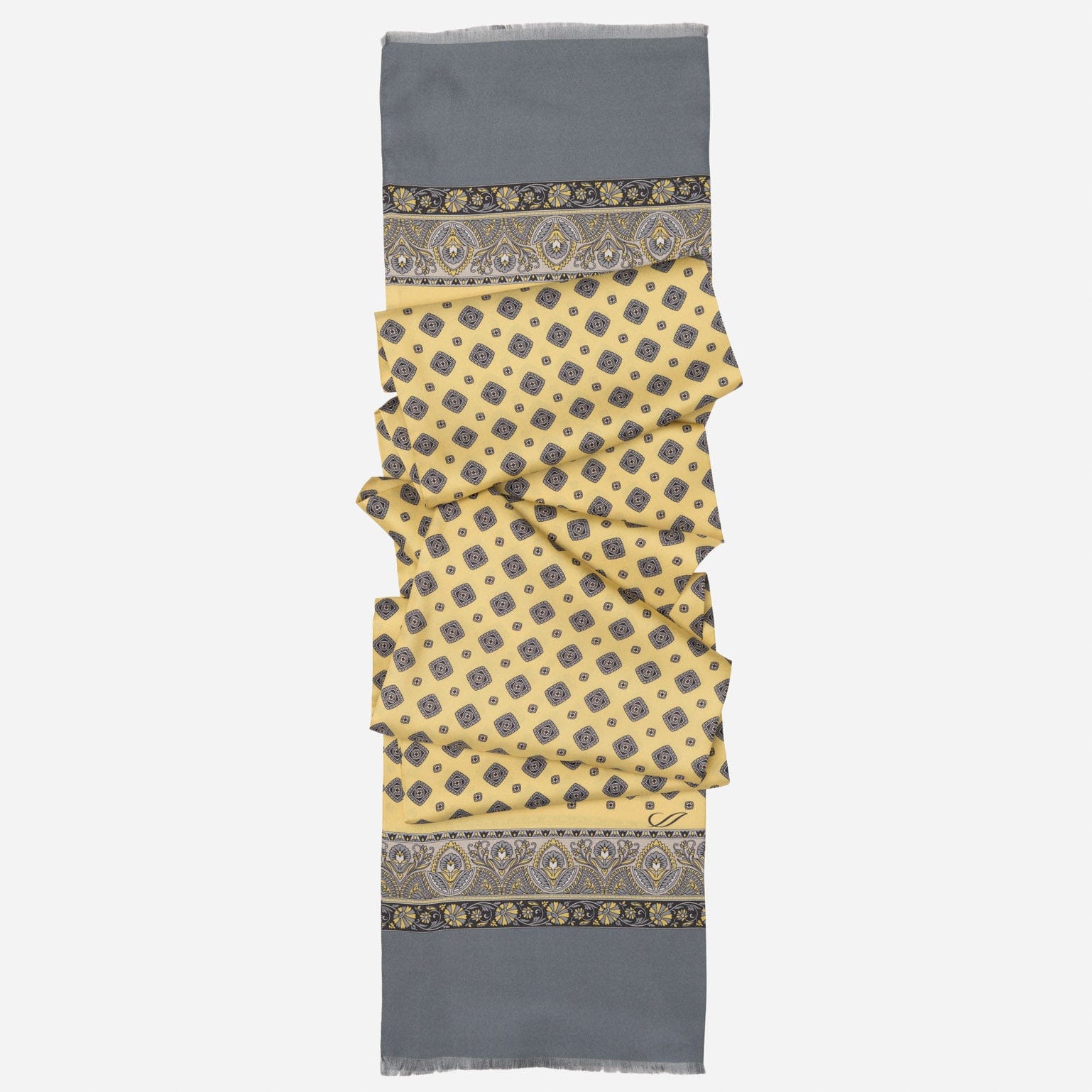 Italian Designer Men's Yellow Silk Scarf