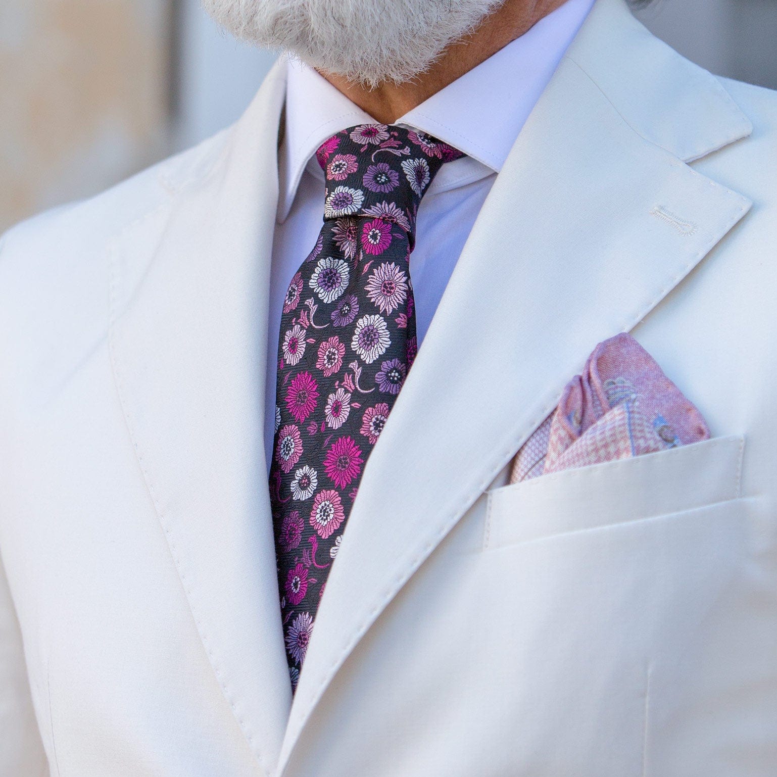 Magenta Floral Designer Luxury Silk Tie