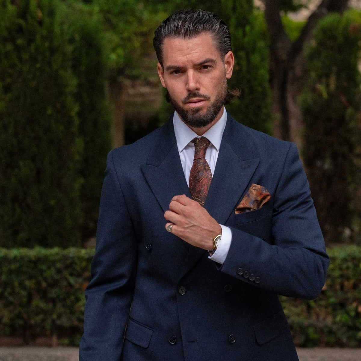 Brown paisley madder silk handmade silk tie