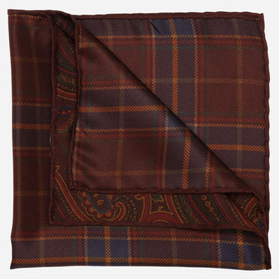 Double Sided Silk Pocket Square Burgundy