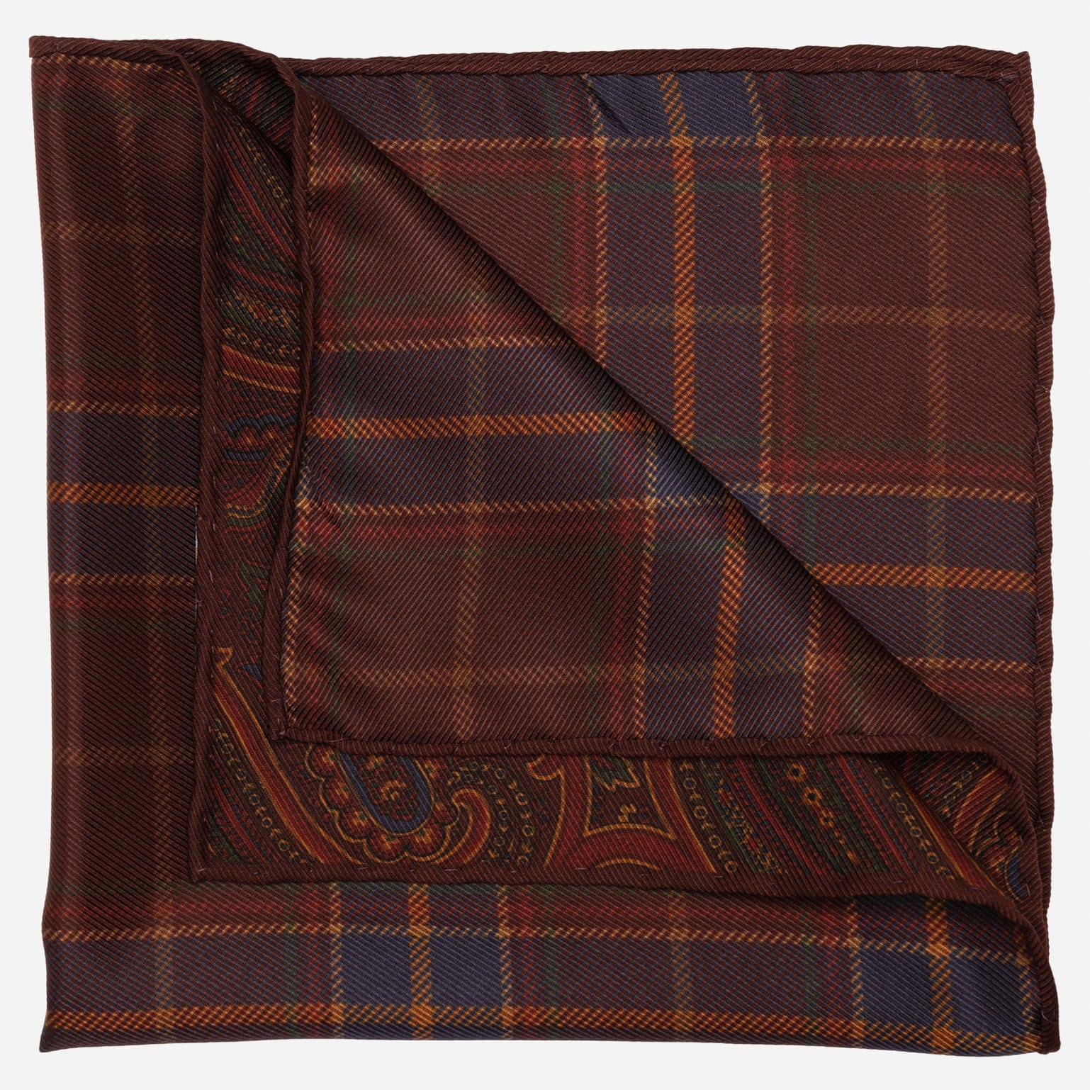 Double Sided Silk Pocket Square Burgundy