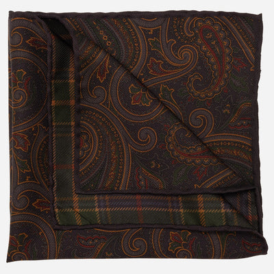 Double Sided Madder Silk Pocket Square Navy