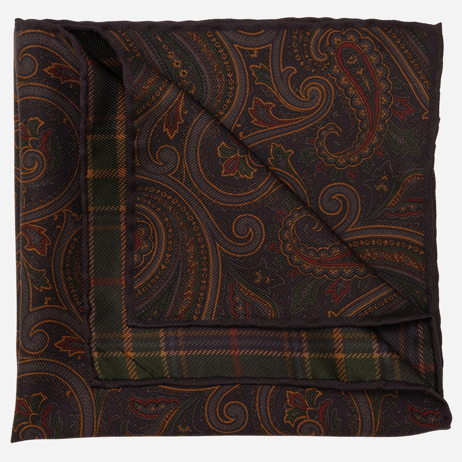 Double Sided Madder Silk Pocket Square Navy