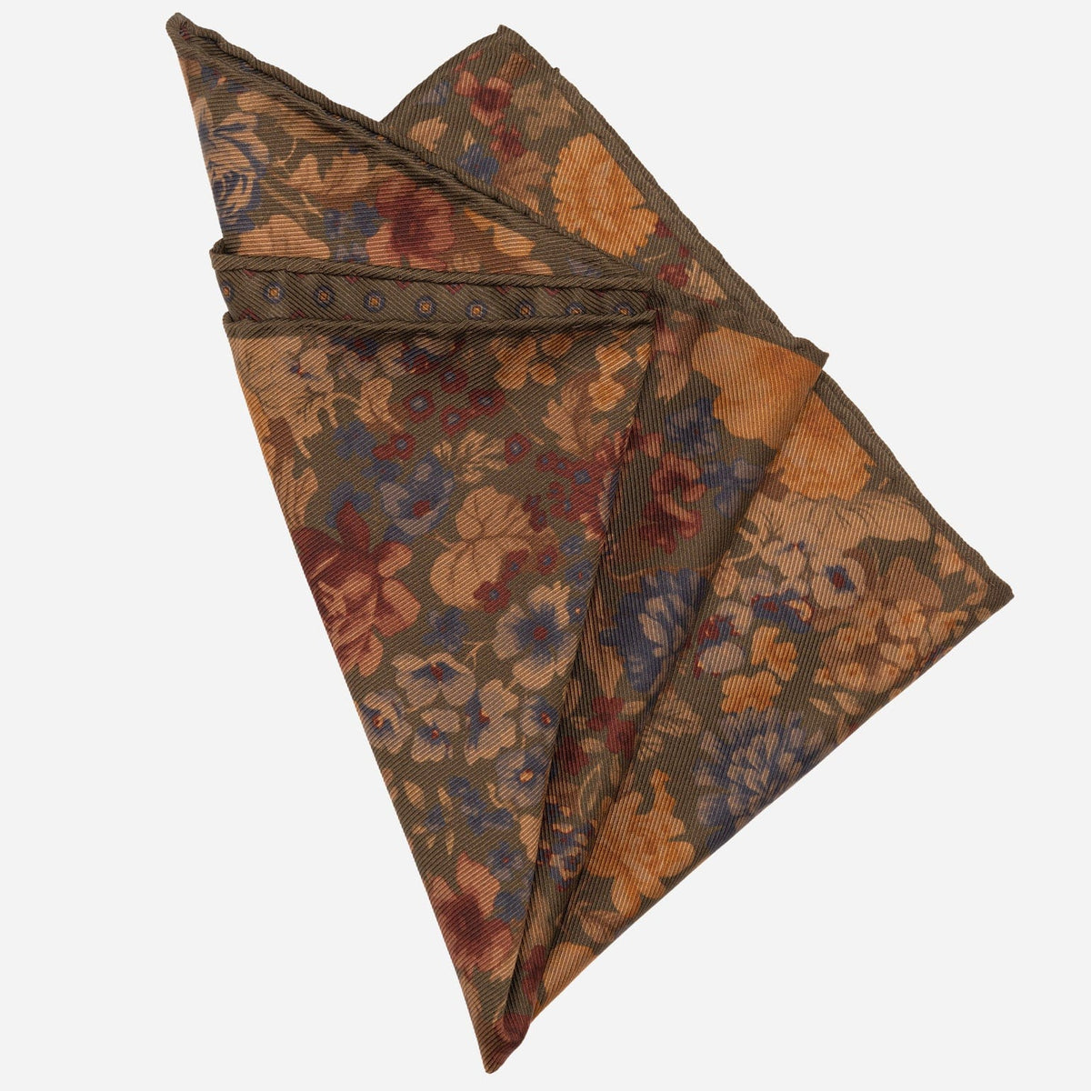 Double Sided Silk Pocket Square Floral Green