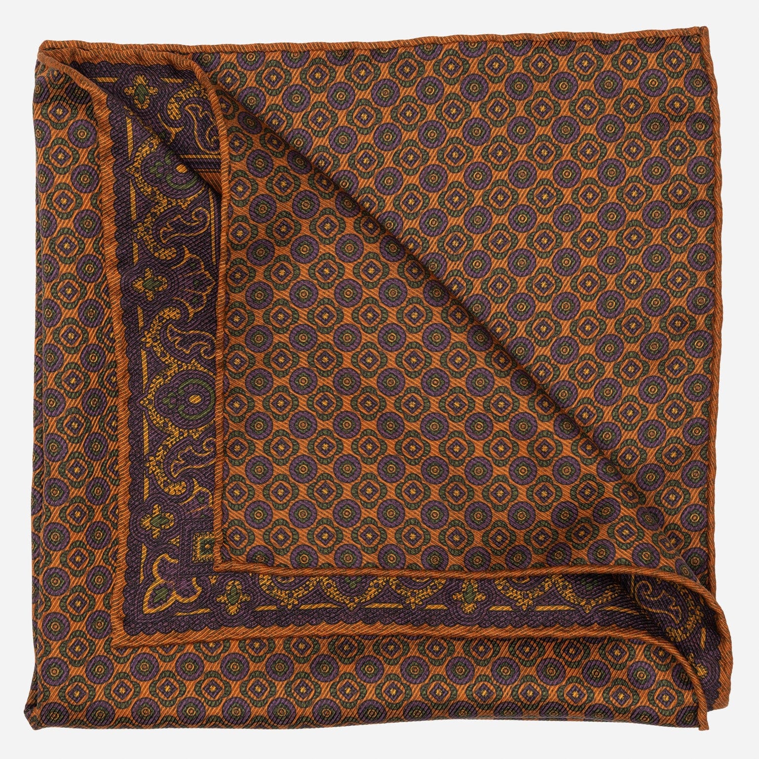 Orange Purple Madder Silk Pocket Square