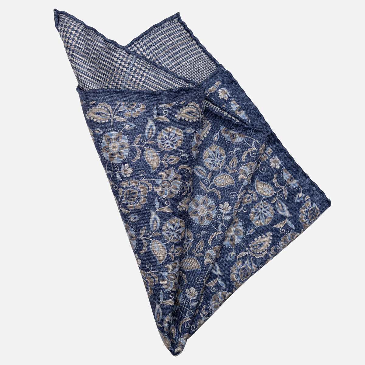 Double Sided Silk Pocket Square Blue