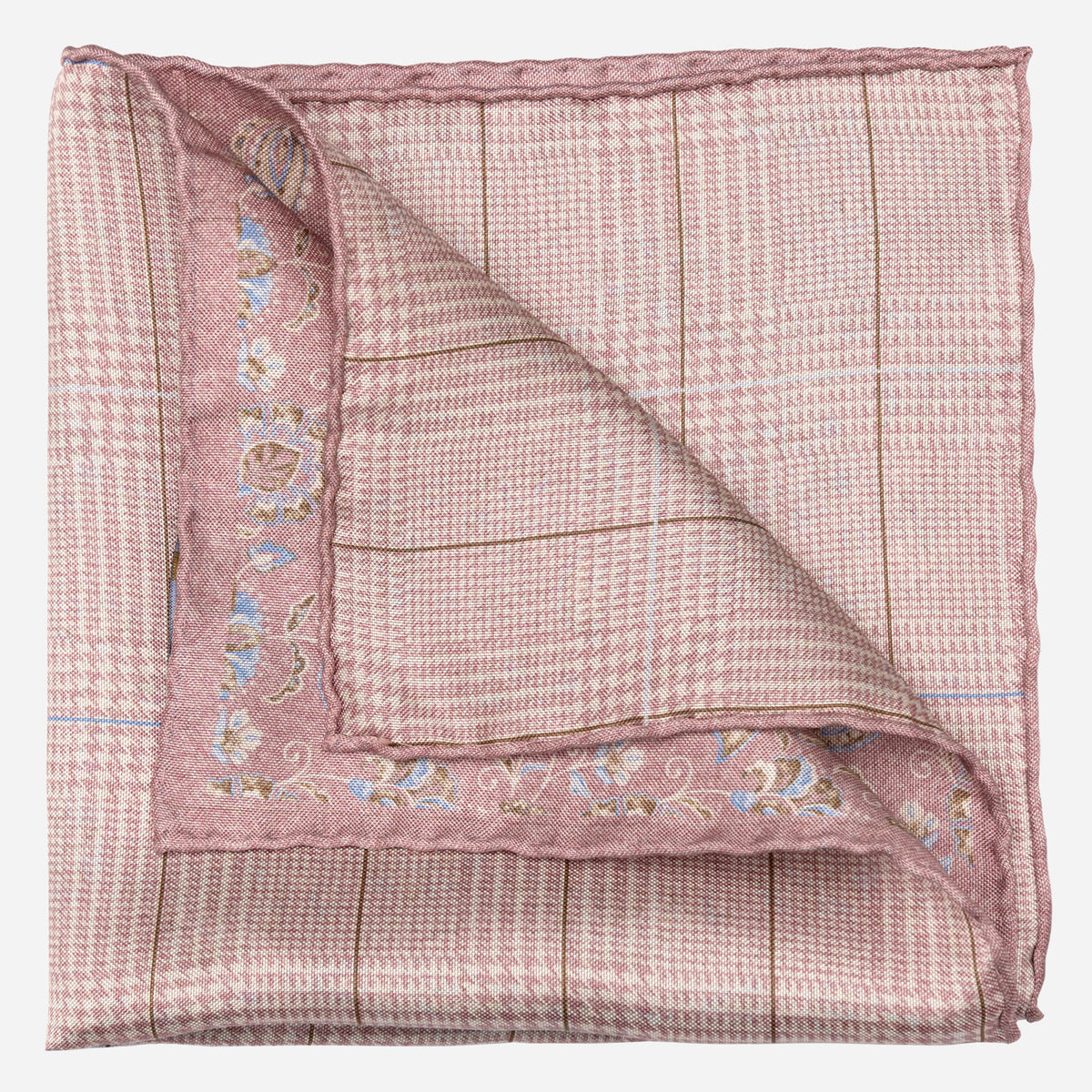 Double Sided Silk Pocket Square Pink