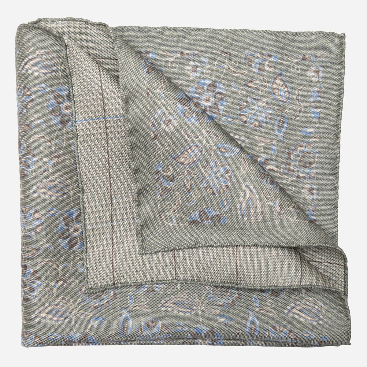 Double Sided Silk Pocket Square Sage Green