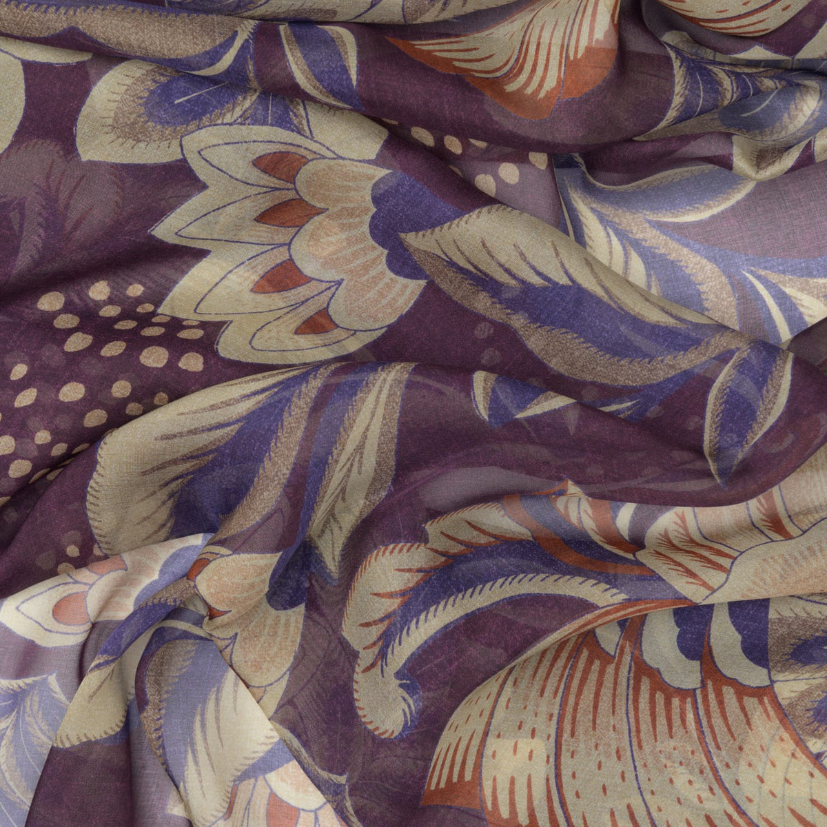 Designer Italian Silk Scarf - Purple