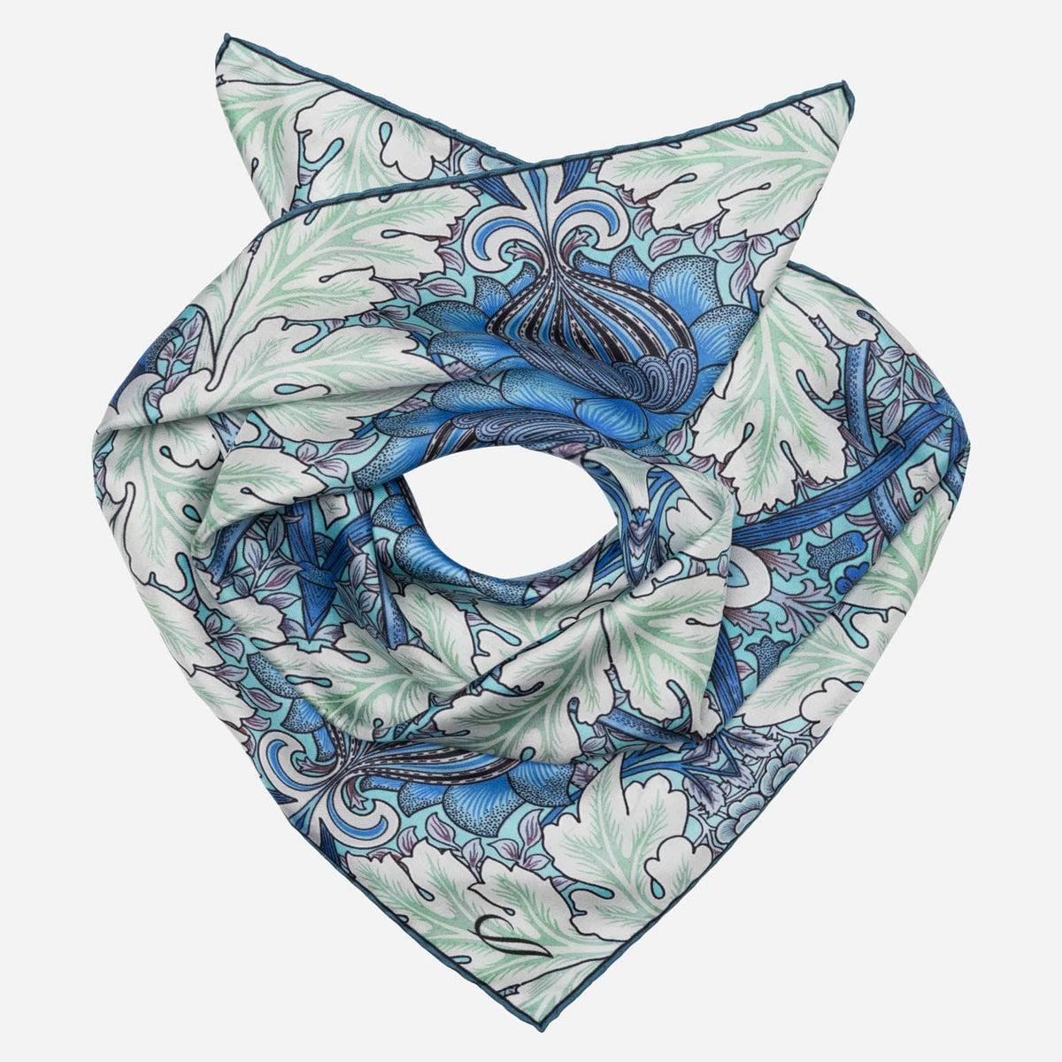 Blue and Mint Italian Silk Neckerchief