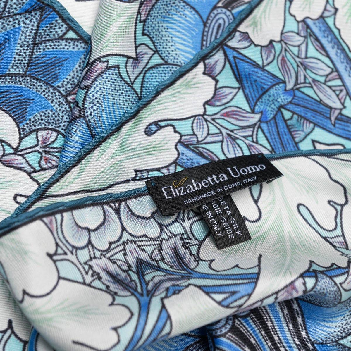 Blue and Mint Silk Italian Suit Pocket Square