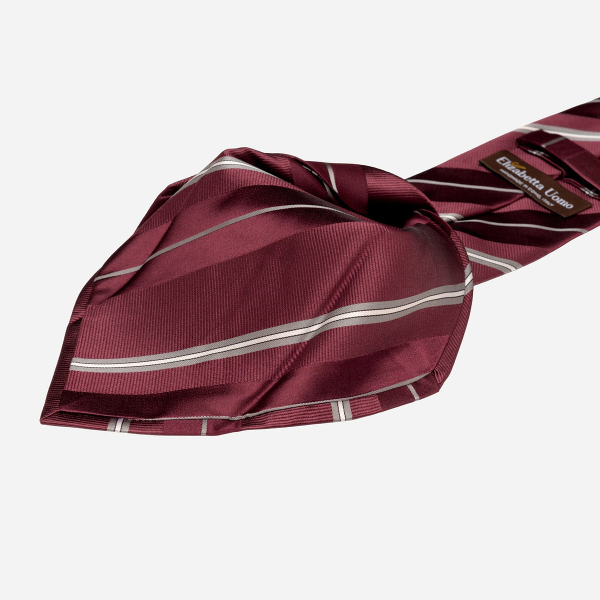 Burgundy Striped Italian Designer Silk Tie