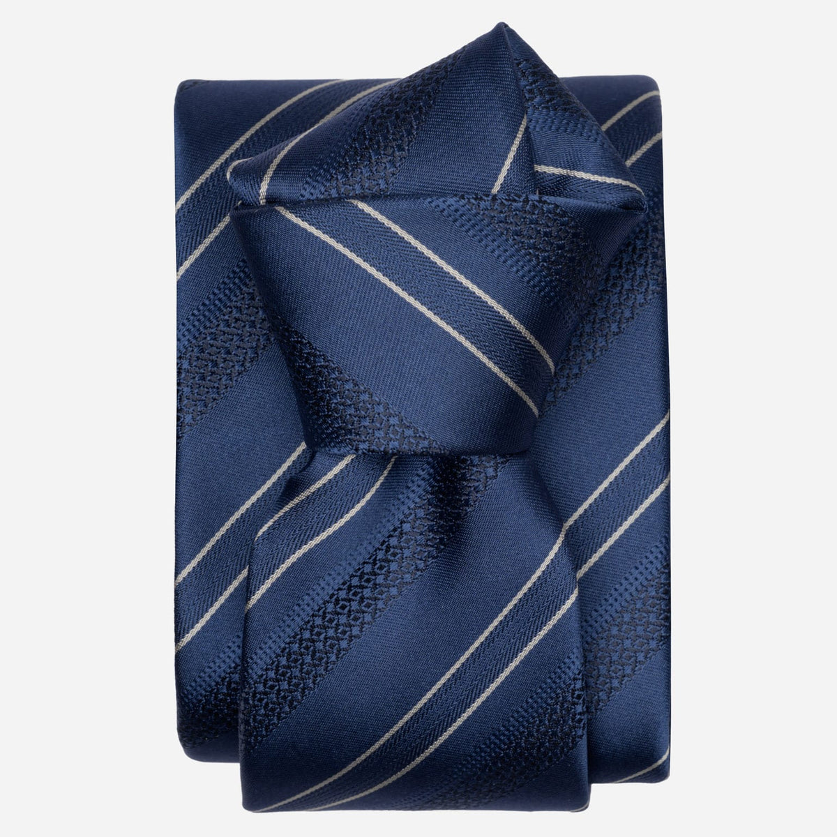 Handmade Marine Blue Striped Silk Tie