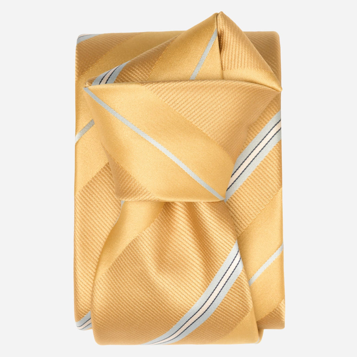Yellow Striped Italian Designer Silk Tie