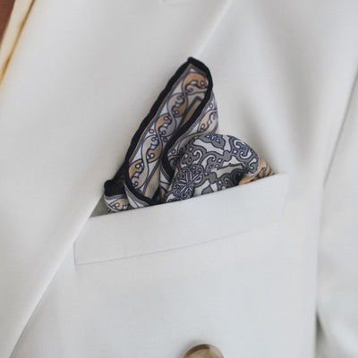 Luxury Italian Grey Silk Pocket Square