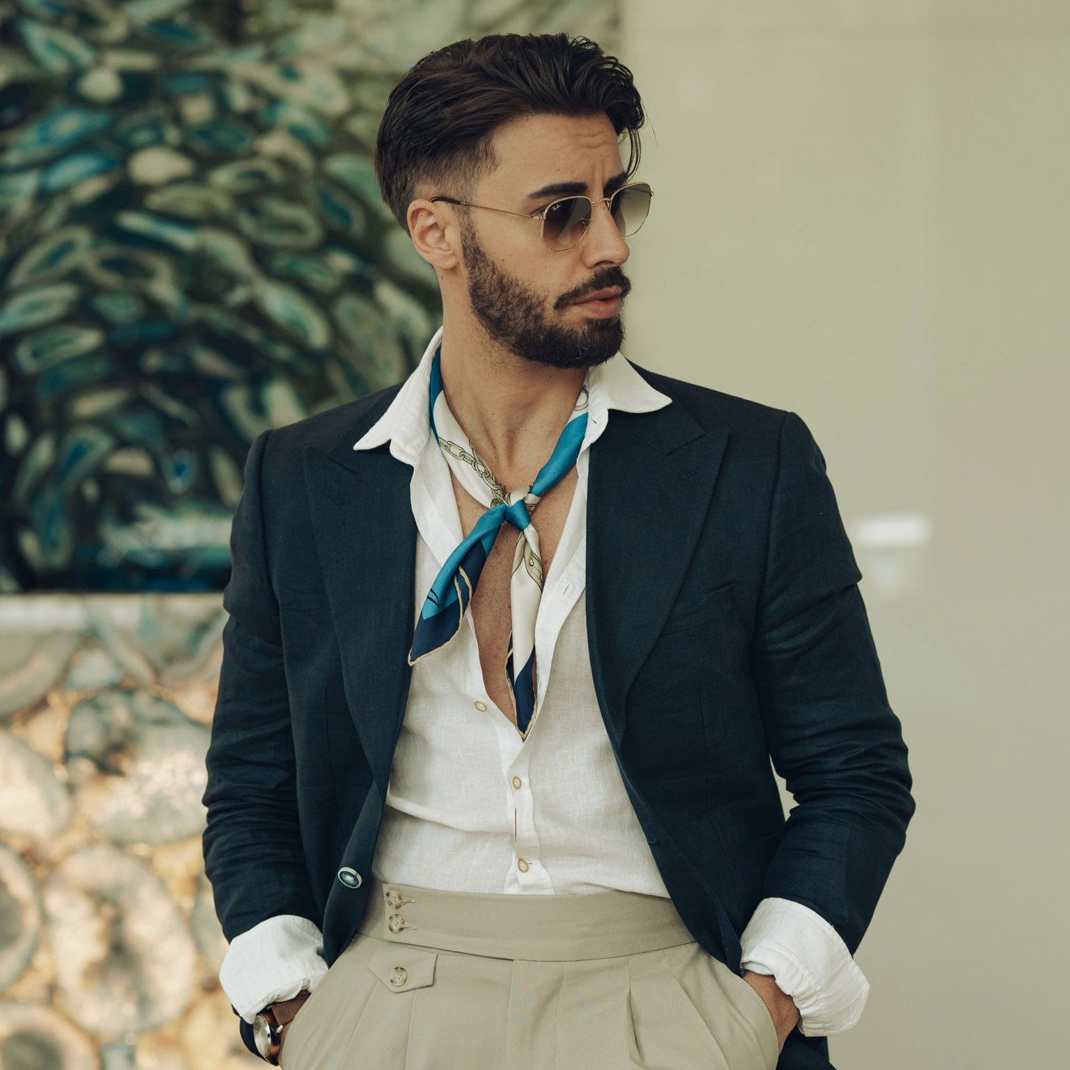 Vintage Mens Dress Scarf Silk Bandana Scarf Mens Square Scarf How