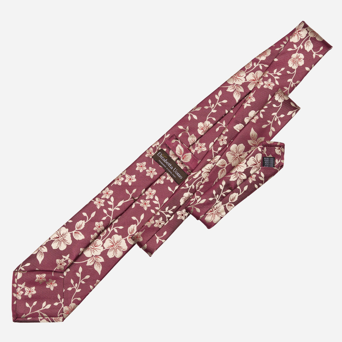 Burgundy Floral Italian Silk Jacquard Tie