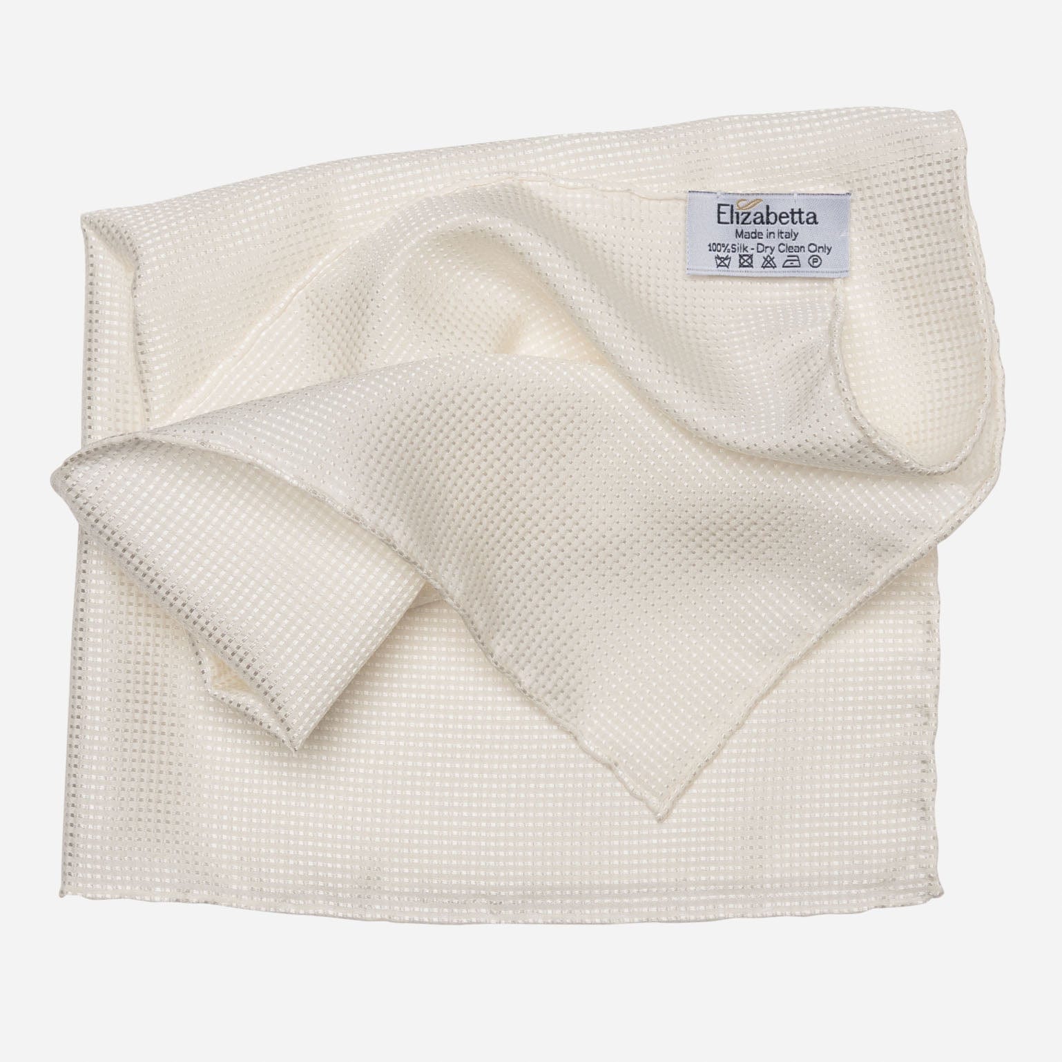 Luxury White Silk Pocket Square - Hand Rolled