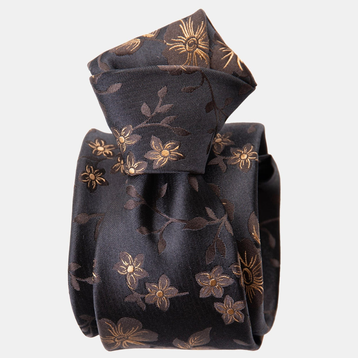 Best Handmade Italian Silk Tie - Black Floral