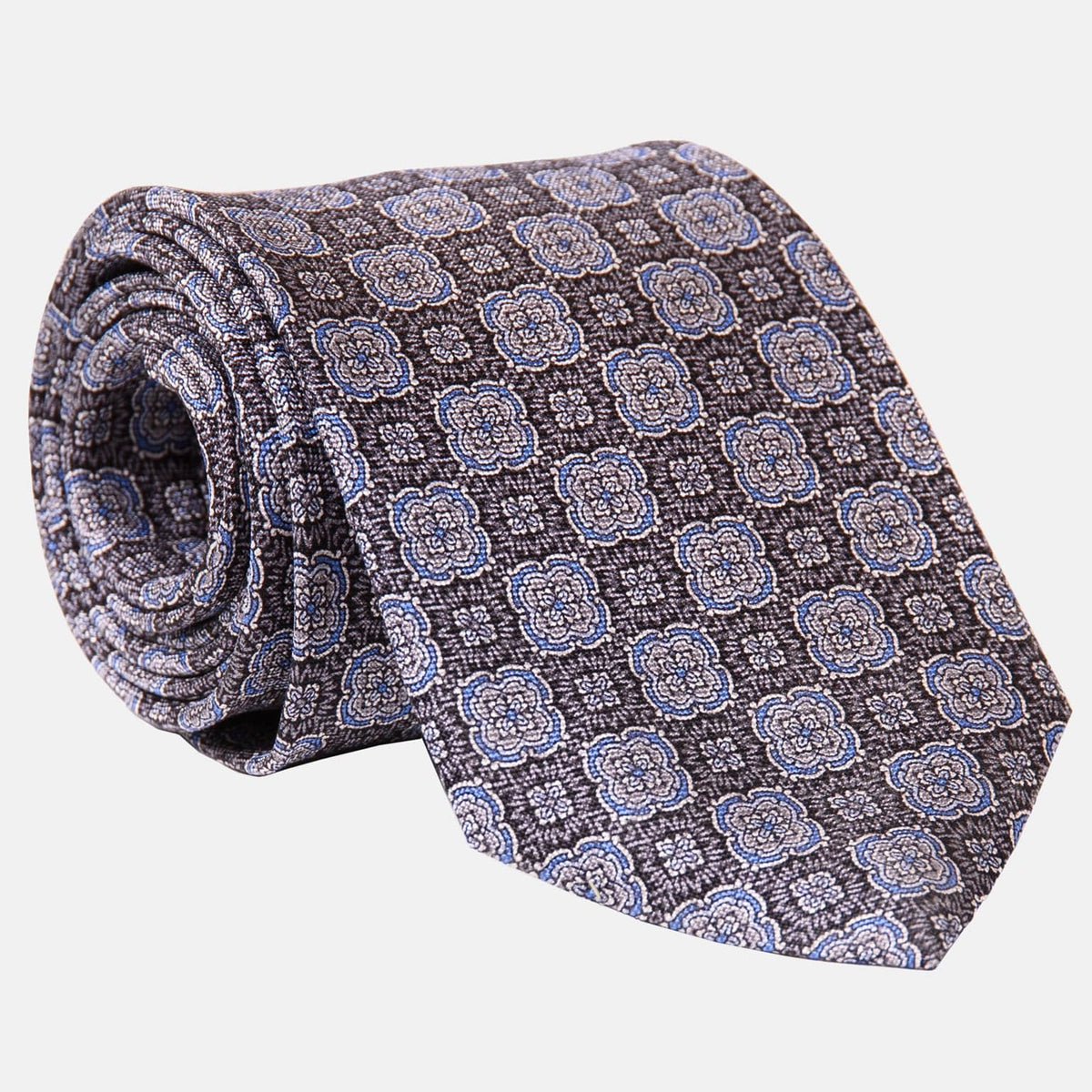 Handmade Black and Grey Italian Silk Tie