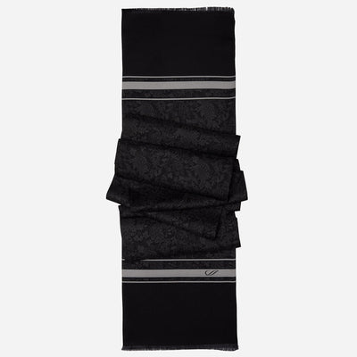 Italian Designer Men's Black Silk Scarf