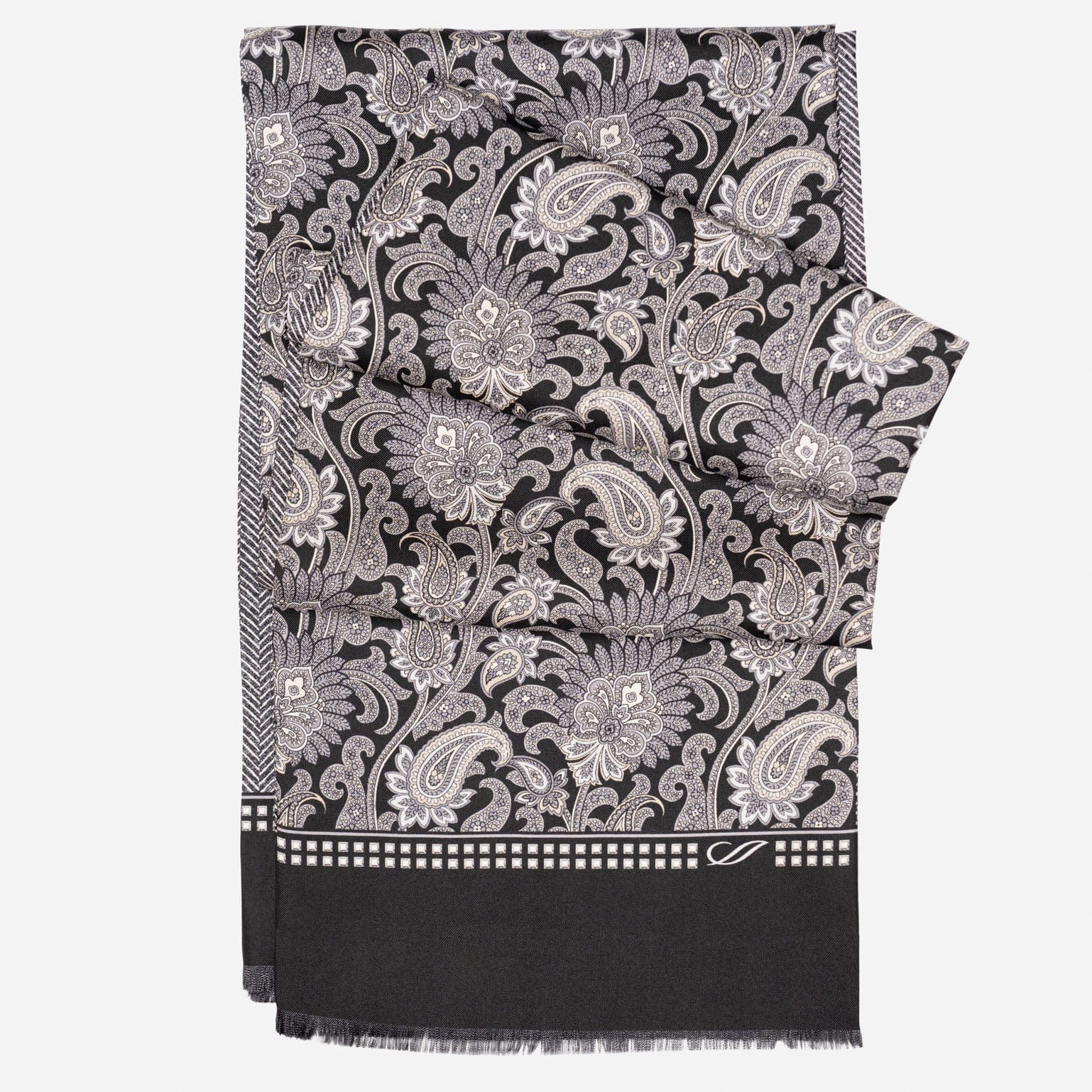 DESIGN - Sciarpa skinny verde scuro con nappe stile anni '70 DESIGN - Sciarpa skinny verde scuro con nappe stile anni '70
