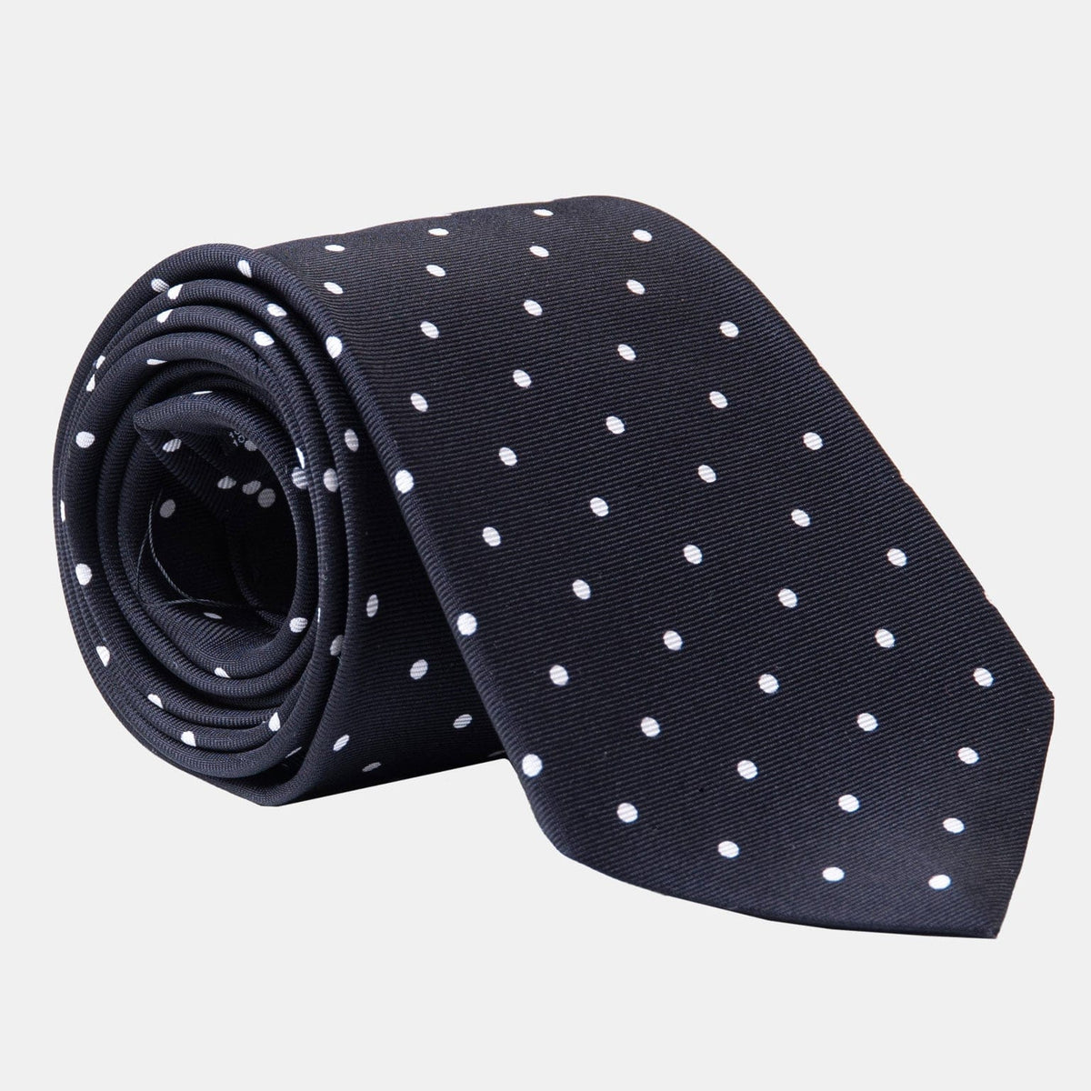 Black Polka Dot Silk Tie - Handmade in Como Italy
