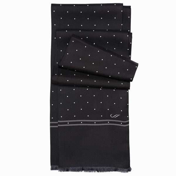 Mens Black Polka Dot Italian Silk Scarf