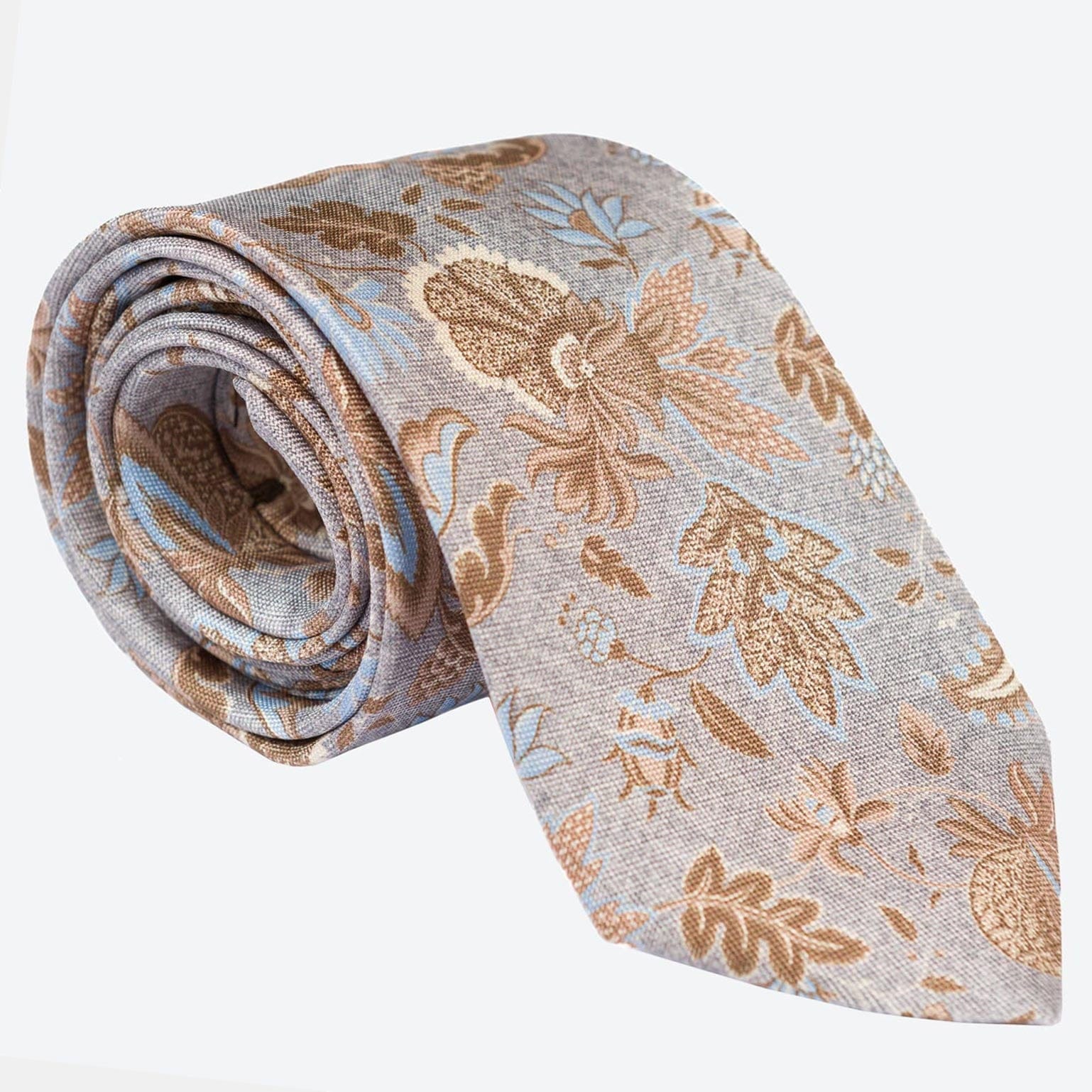 luxury blue floral Italian silk necktie