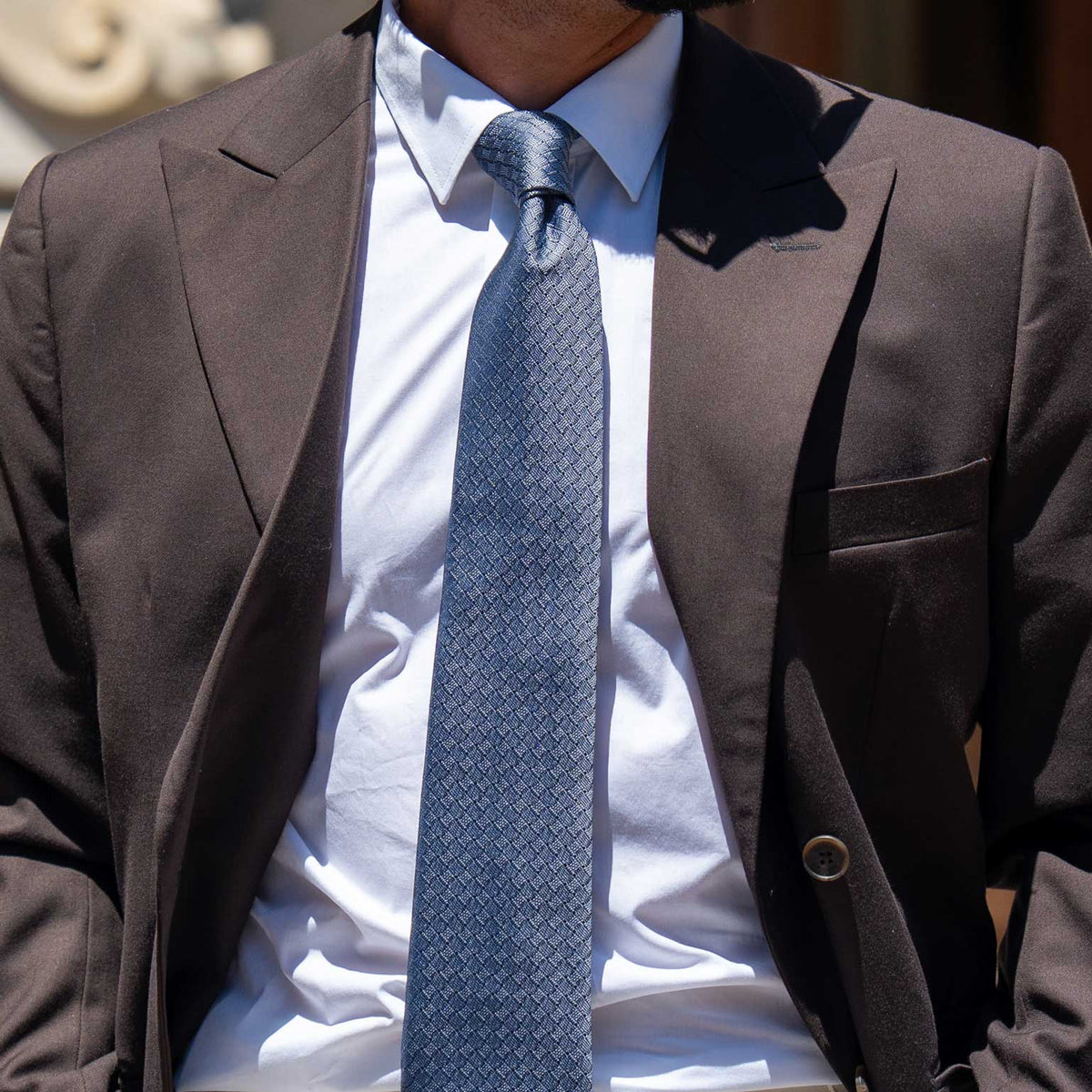 Blue Italian Designer Silk Tie for Men