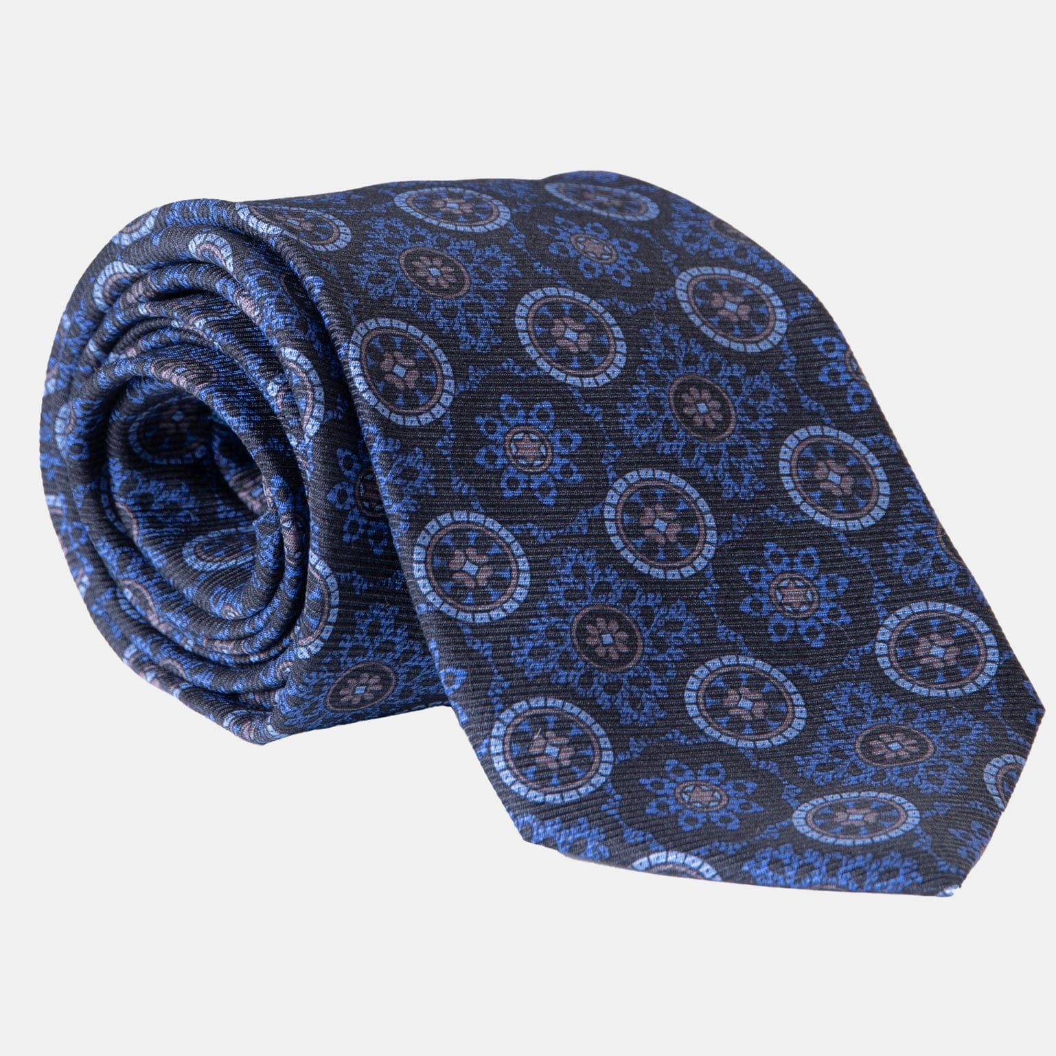 Men's handmade extra long Italian Blue and Black Silk Tie