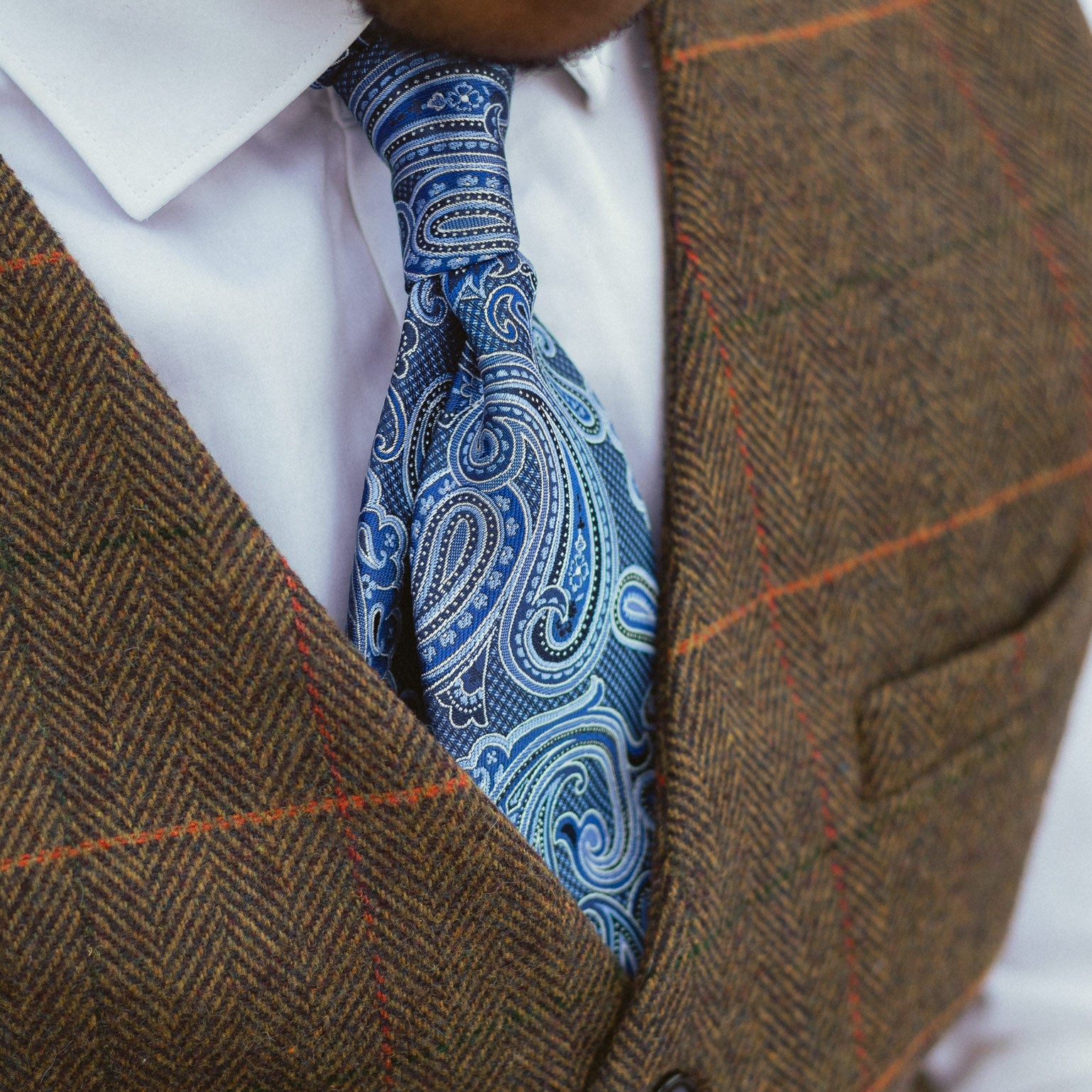 Blue Woven Paisley Italian Silk Tie