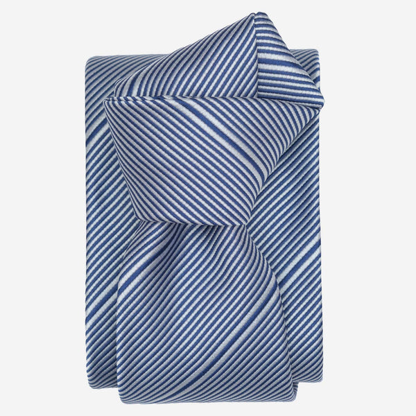 Blue Pinstripe Italian Designer Silk Tie