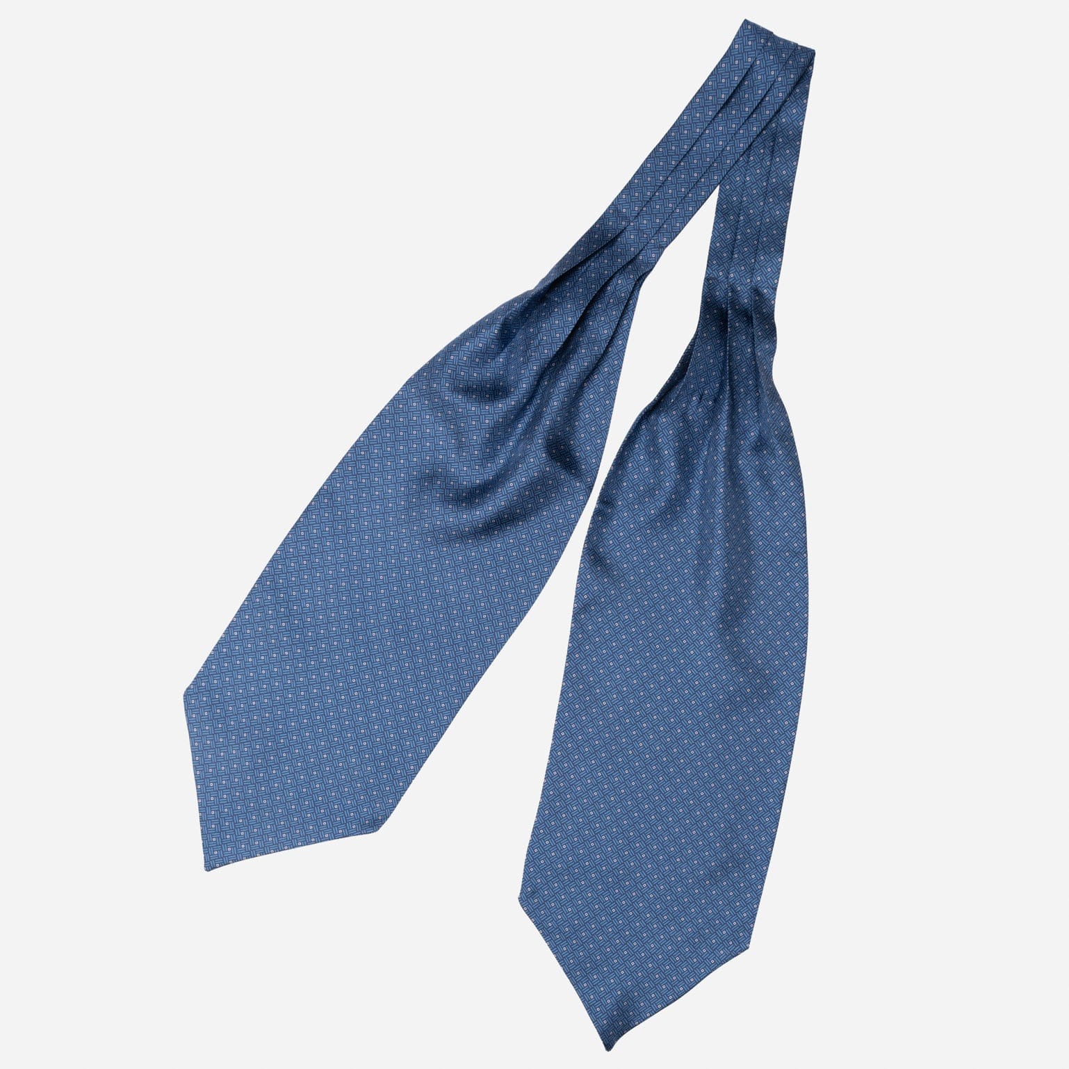Italian Blue Patterned Silk Ascot Tie