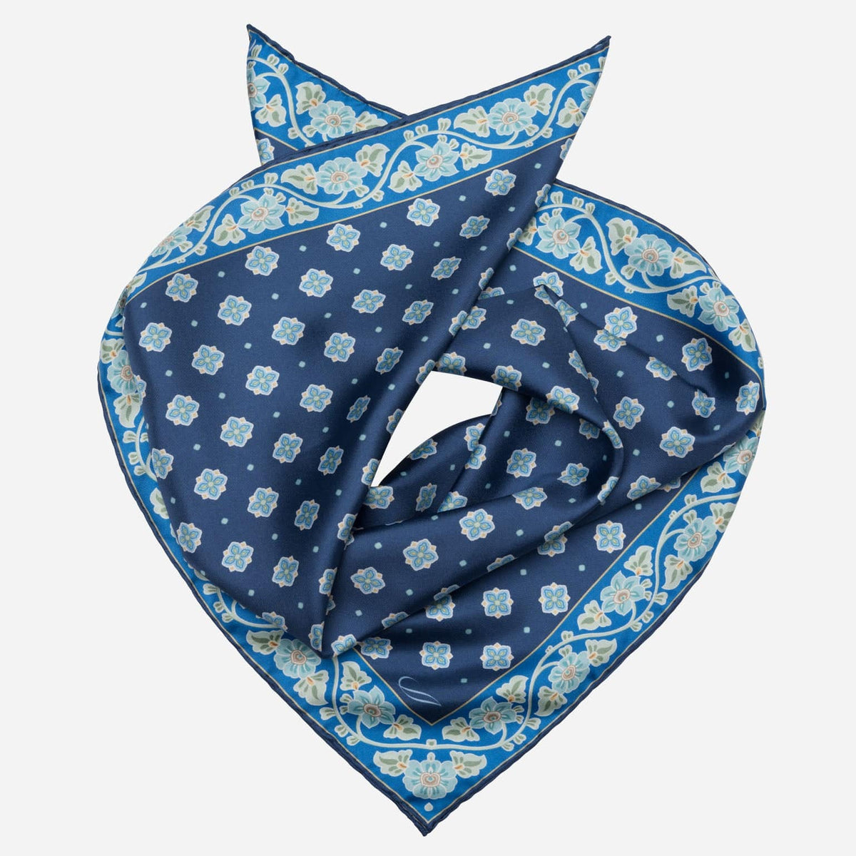 Large Mens Blue Italian Silk Bandana