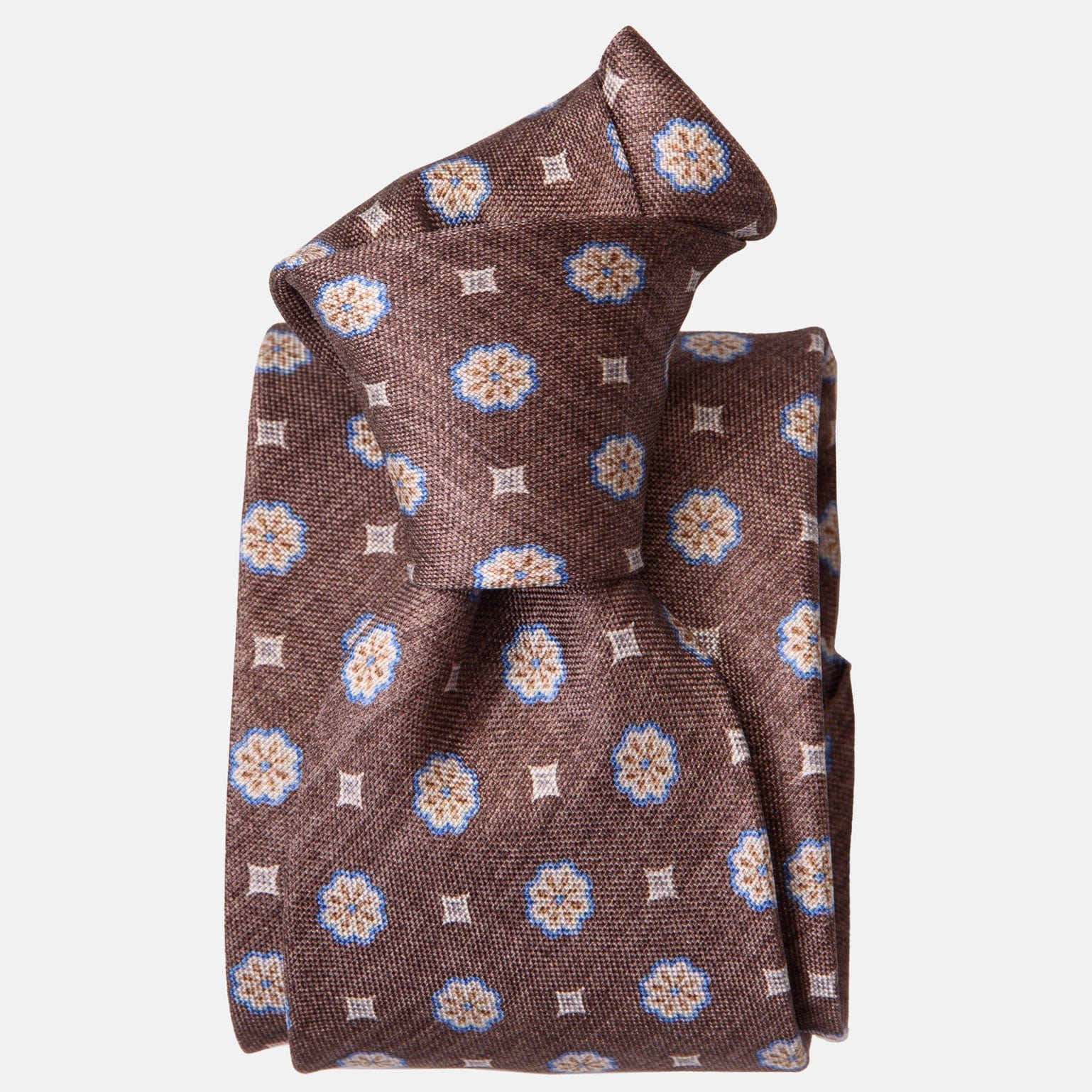 Brown Medallion Italian Silk Tie