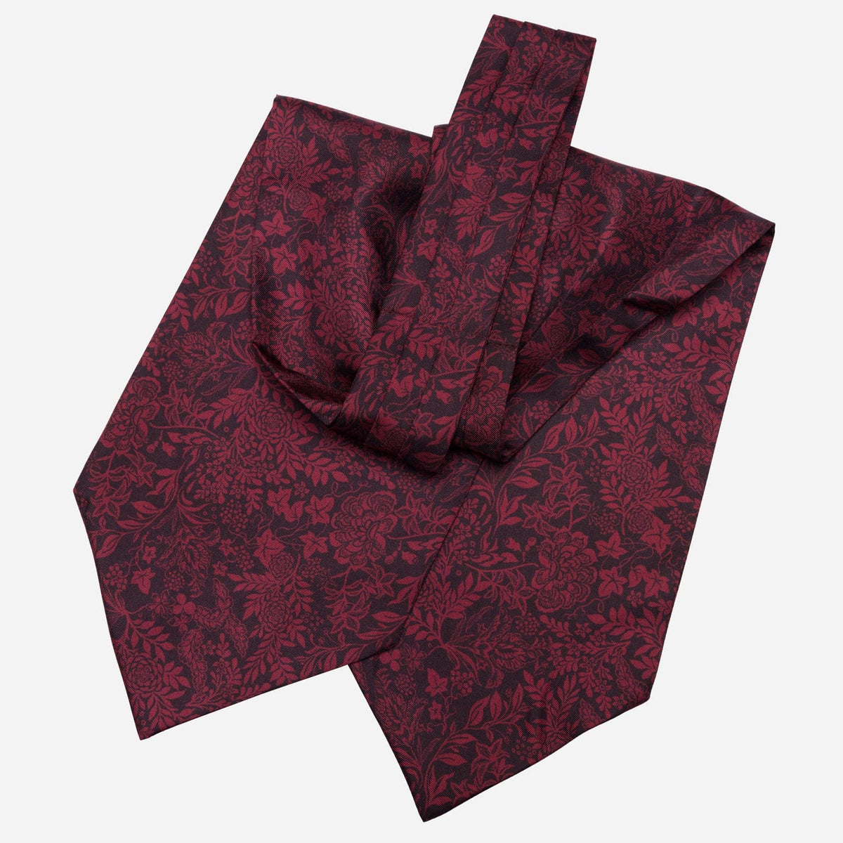 Floral Burgundy Italian Silk Ascot Tie