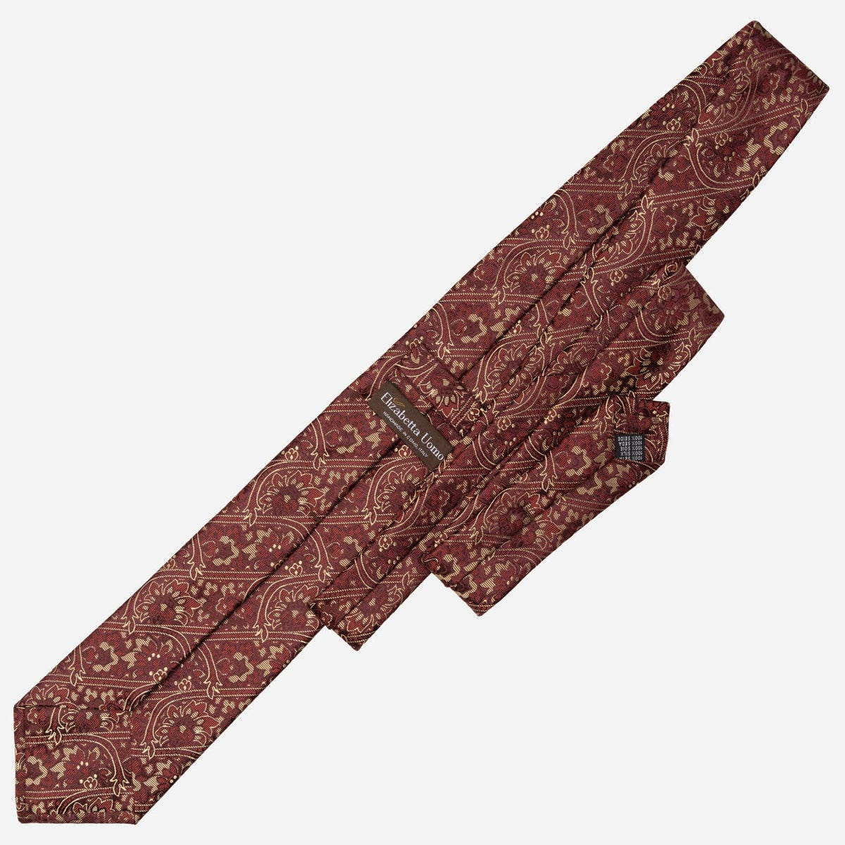 Handmade Italian Burgundy Floral Silk Tie