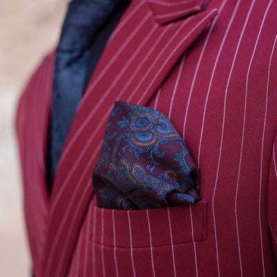 designer Italian madder silk pocket square