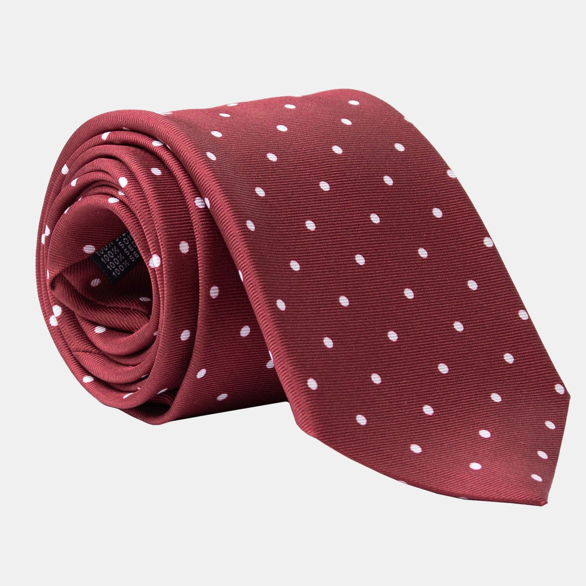 Burgundy Polka Dot Silk Tie - Handmade in Como Italy