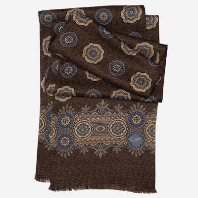 Italian Designer Men's Brown Silk Scarf