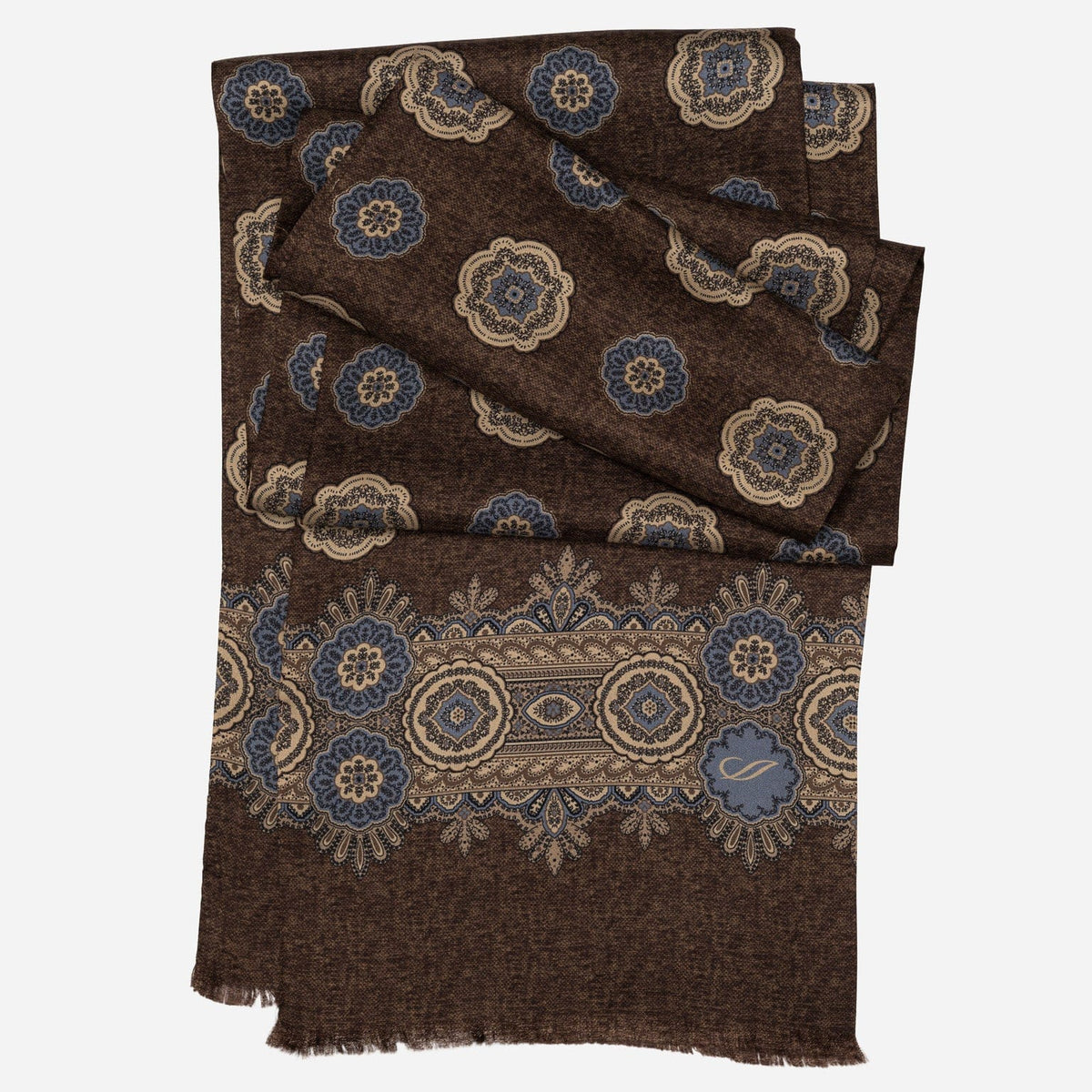 Italian Designer Men's Brown Silk Scarf