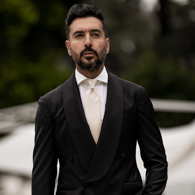 Cream dress tie for men