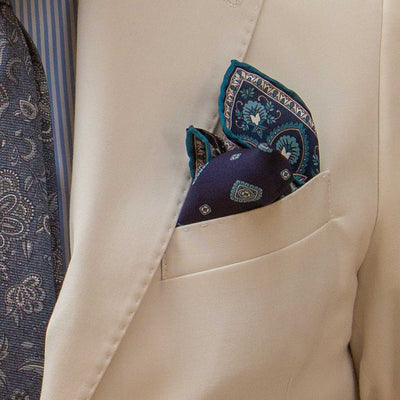 Navy Silk Pocket Square - Made in Italy
