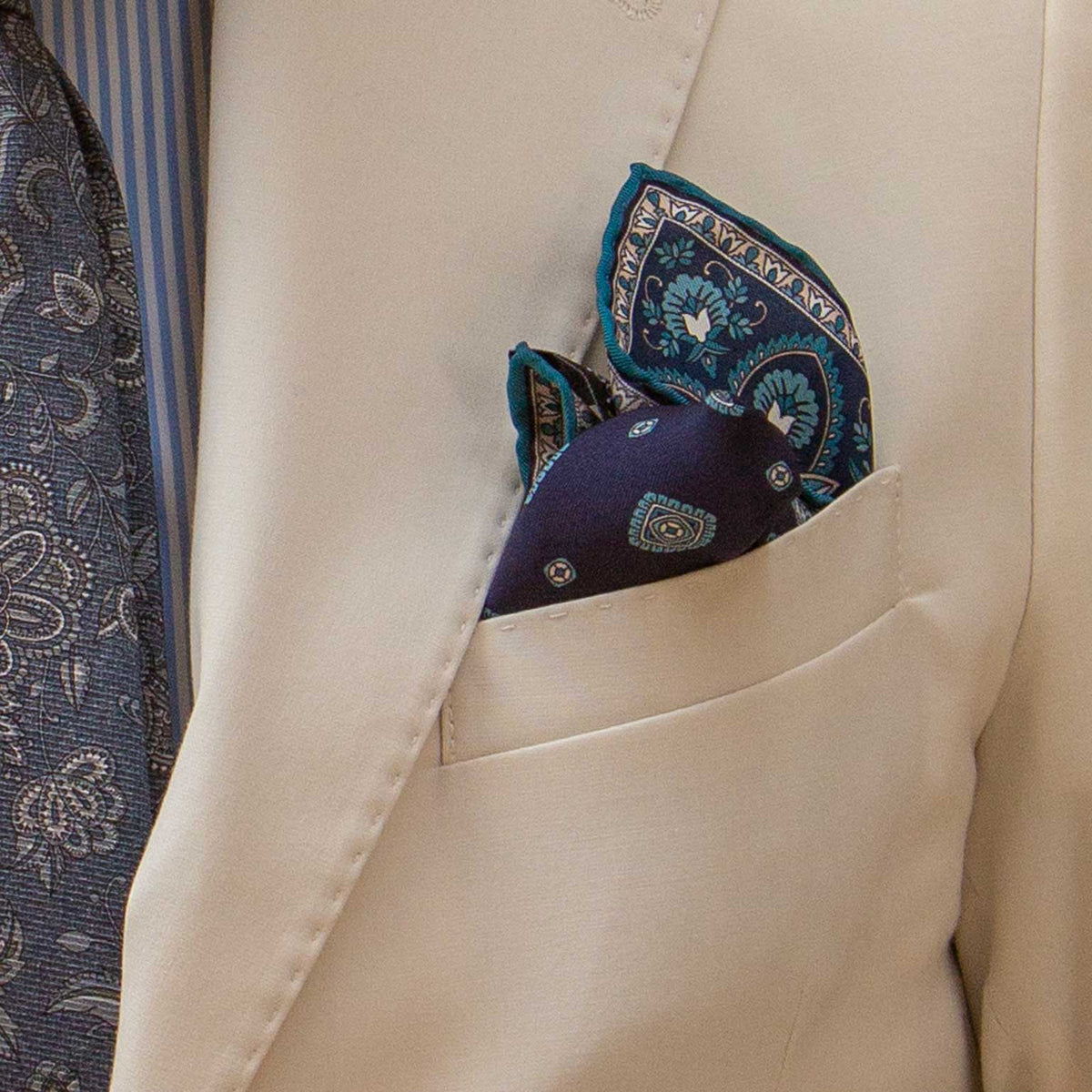 Navy Silk Pocket Square - Made in Italy