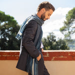 Blue Designer Italian Wool Scarf