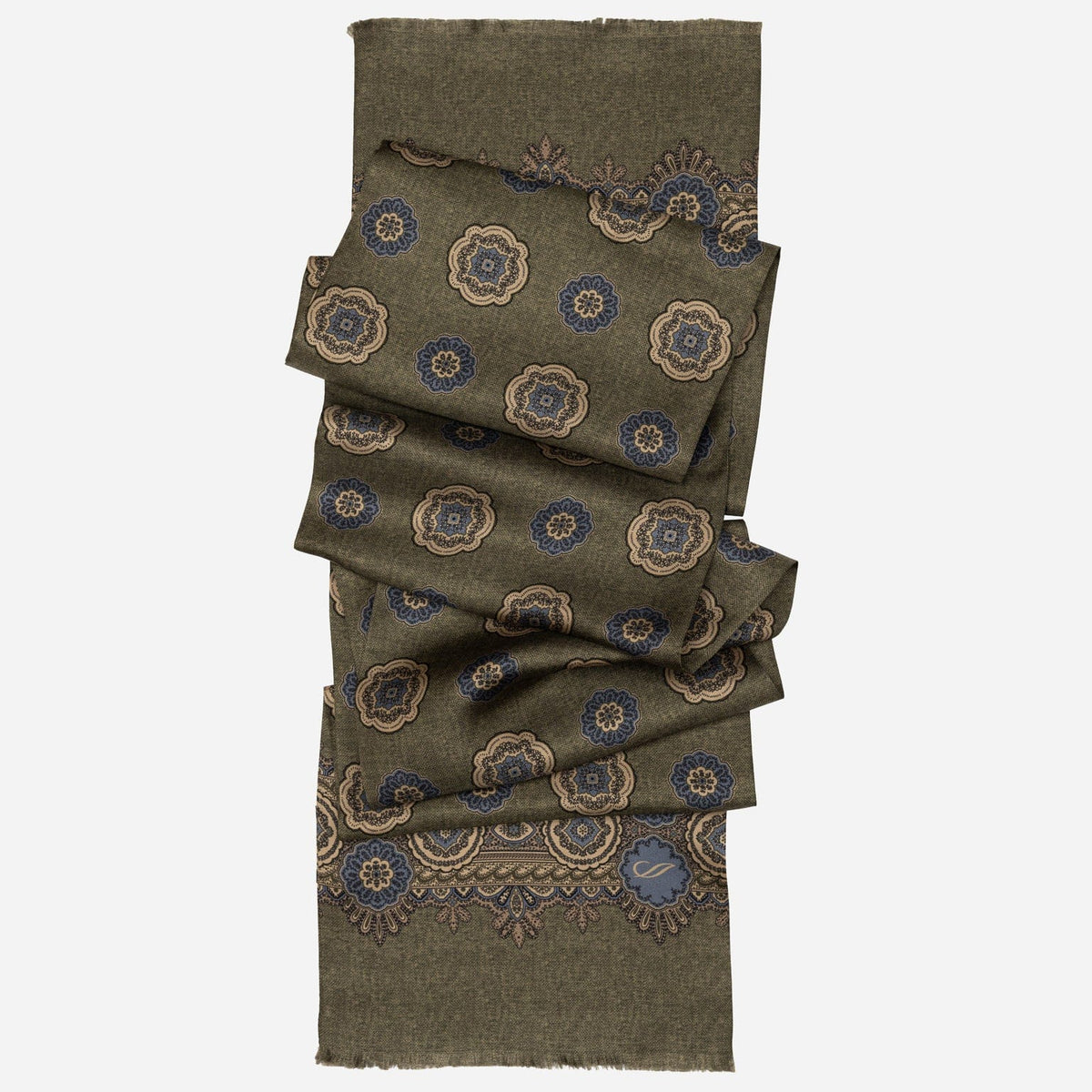 Italian Designer Men's Green Silk Scarf