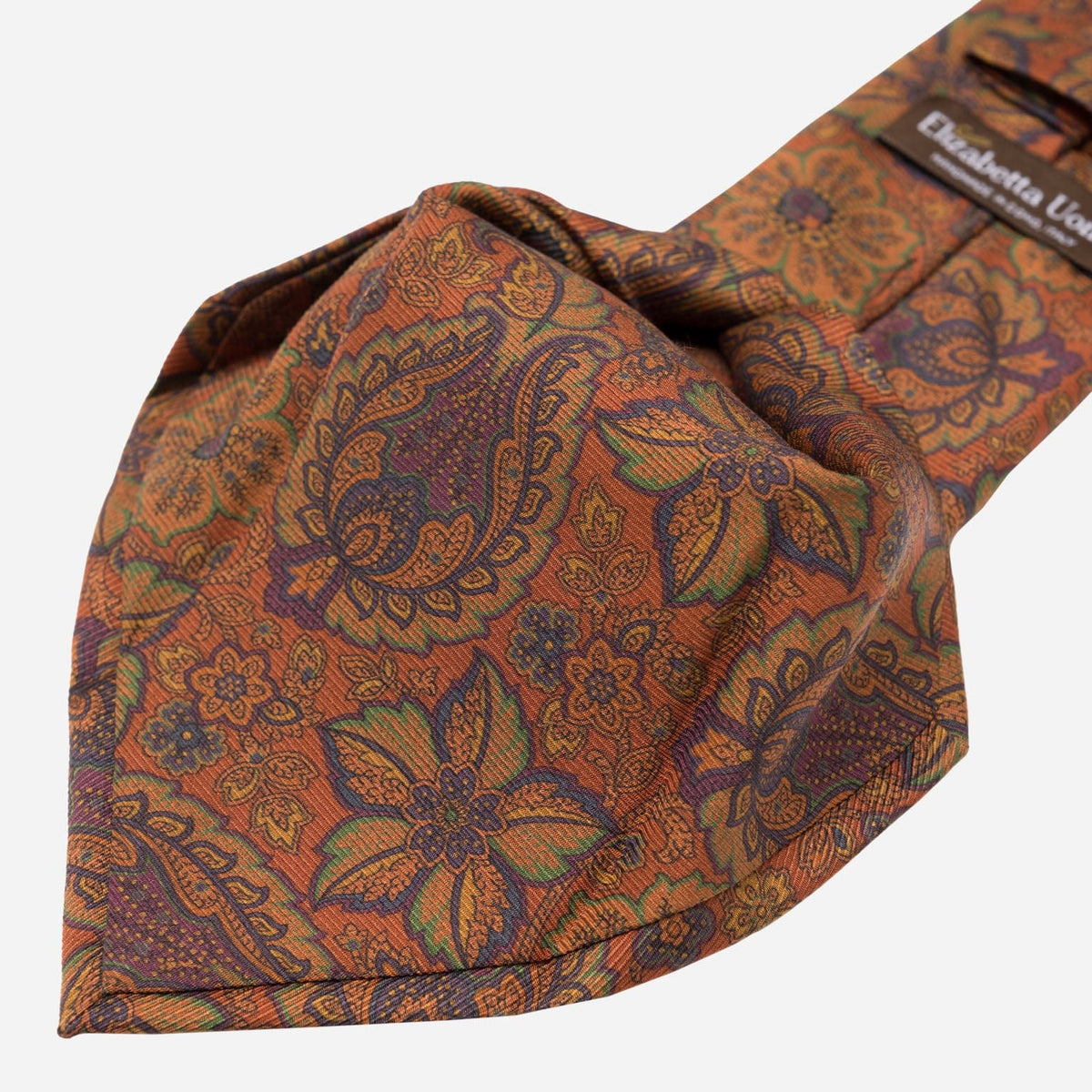 Orange Floral Italian Madder Silk Tie