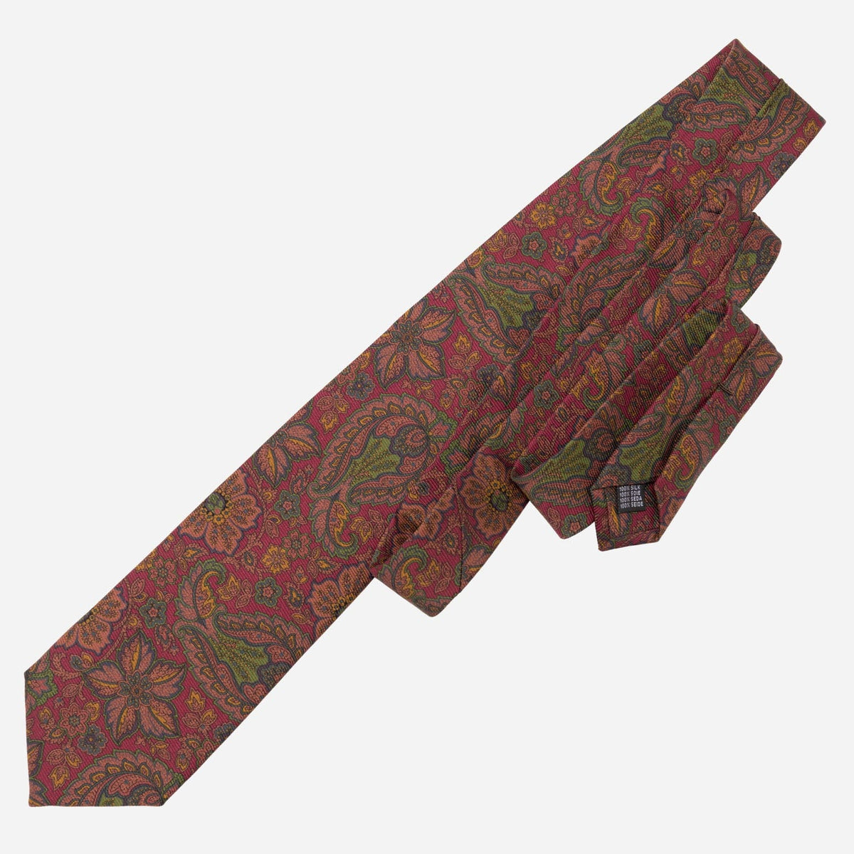 Red Floral Italian Madder Silk Tie